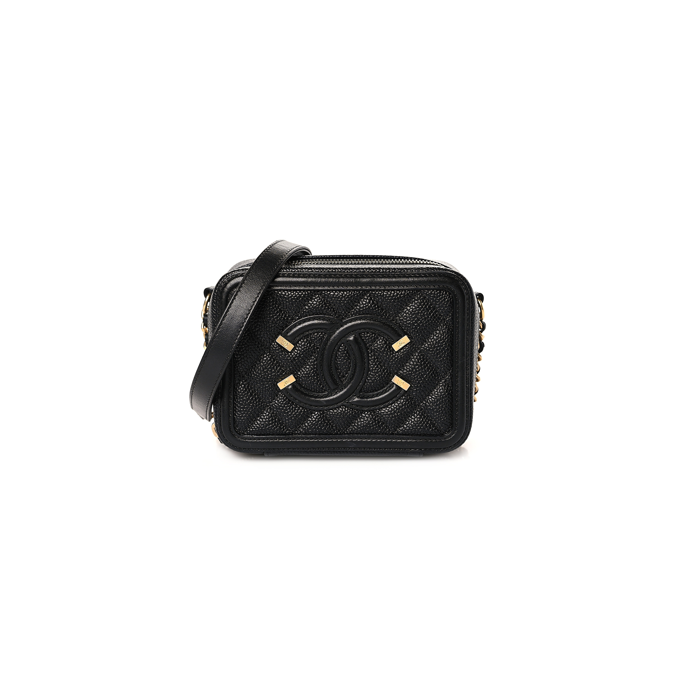 CHANEL CC FILIGREE VANITY CLUTCH WITH CHAIN BLACK A84452 (14*10*6cm)